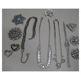 Rhinestone Brooch & Necklace Lot