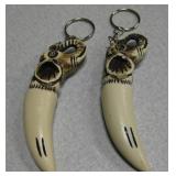 2 Faux Bone Elephant Decorated Keychains