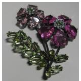 Large Colored Stone Floral Brooch
