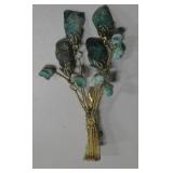 Gold-Tone Wheat Stalk Brooch w/ Turquoise Chunks
