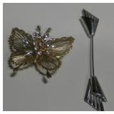 Monet Butterfly Brooch & Monet Art Deco Style Pin