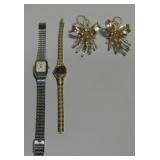 Sarah Coventry Earrings, Seiko & Pulsar Watches