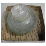 Glass Dinner Plates & Bowls w/ 3 Cut Crystal Bowls