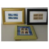 3 Framed USA Stamp Blocks