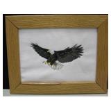 Framed Original Stitch Work Eagle - 14" x 11"