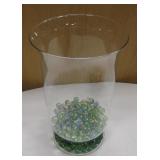 12" Tall Glass Vase w/ Some Marbles