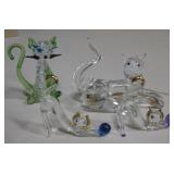 Lot Of 4 Blown Art Glass Cats - Tallest Is 3"