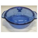 9.5" Diameter Anchor Hocking Blue Glass Bowl & Lid