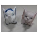 2 Ceramic Elephant Figurines - About 2.75" Tall