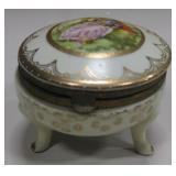Vintage Limoge Lidded Trinket Jar - 3.25" Dia.