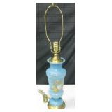 29.5" Tall Vintage Blue Glass & Metal Table Lamp