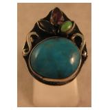 Sterling Silver Turquoise & Multi-Stone SW Ring
