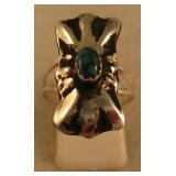 Sterling Silver & Turquoise Repousse SW Ring