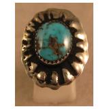 Sterling Silver & Turquoise Repousse SW Ring