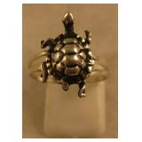 Sterling Silver Turtle Motif SW Ring