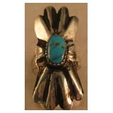 Sterling Silver & Turquoise Repousse SW Ring
