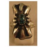 Sterling Silver & Turquoise Repousse SW Ring