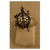 Sterling Silver Turtle Motif Southwestern Ring
