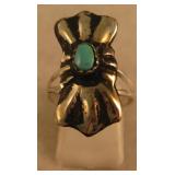Sterling Silver & Turquoise Repousse SW Ring