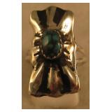 Sterling Silver & Turquoise Repousse SW Ring