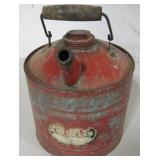 Vtg Red Fuel / Oil Can - 10" Tall Plus Handle