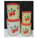 4 Vintage DecoWare Metal Kitchen Canisters