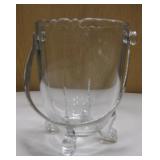 Vintage Glass Ice Bucket w/ Metal Handle - 7" Tall
