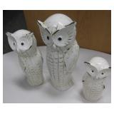 Trio Of Ceramic Owls - Tallest Is 13.5"