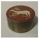3.5" Dia. Brass Box w/ Cloisonne Lid