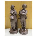 2 - 11" Tall Bronze Painted Resin Figurines