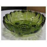 Vintage Green Glass Fruit Bowl - 11" Diameter