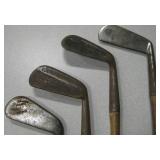 4 Vintage Golf Clubs w/ Wood Shafts