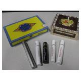 2 Cigar Boxes & 5 Metal Cigar Tubes
