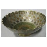 Peacock Decorated Brass Bowl - 7.75" Diameter