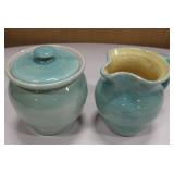 Vintage Ceramic Creamer & Sugar Bowl 4" Tall
