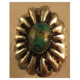 Sterling Silver & Turquoise Repousse SW Ring