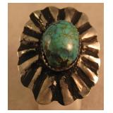 Sterling Silver & Turquoise Repousse SW Ring