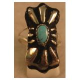 Sterling Silver & Turquoise Repousse SW Ring