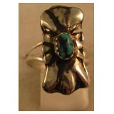 Sterling Silver & Turquoise Repousse SW Ring