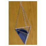 16" Long Blue Glass Hanging Pyramid