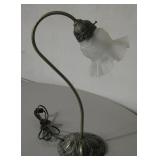 18" Tall Vintage Brass Base Table Lamp - Works