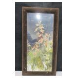 Vintage Floral Painting On Mirror - 13" x 26"