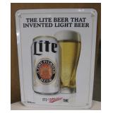 2014 Miller Lite Beer Stamped Metal Sign 18" x 24"