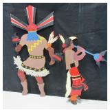 2 Painted Wood Trading Post Decor / Figurines