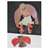 2 Painted Wood Trading Post Decor / Figurines