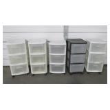 Lot Of 5 Plastic Rolling Storage Cabinets