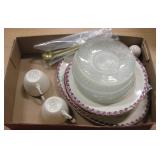 Vernon Kilns Plates & Cups, Small Glass Plates etc