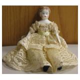 Antique Porcelain Faced Lace Dress Mini Doll
