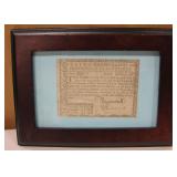 Framed Replica Rhode Island 1780 Currency