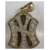 Gold-Toned & Rhinestones NY Yankees Pendant
